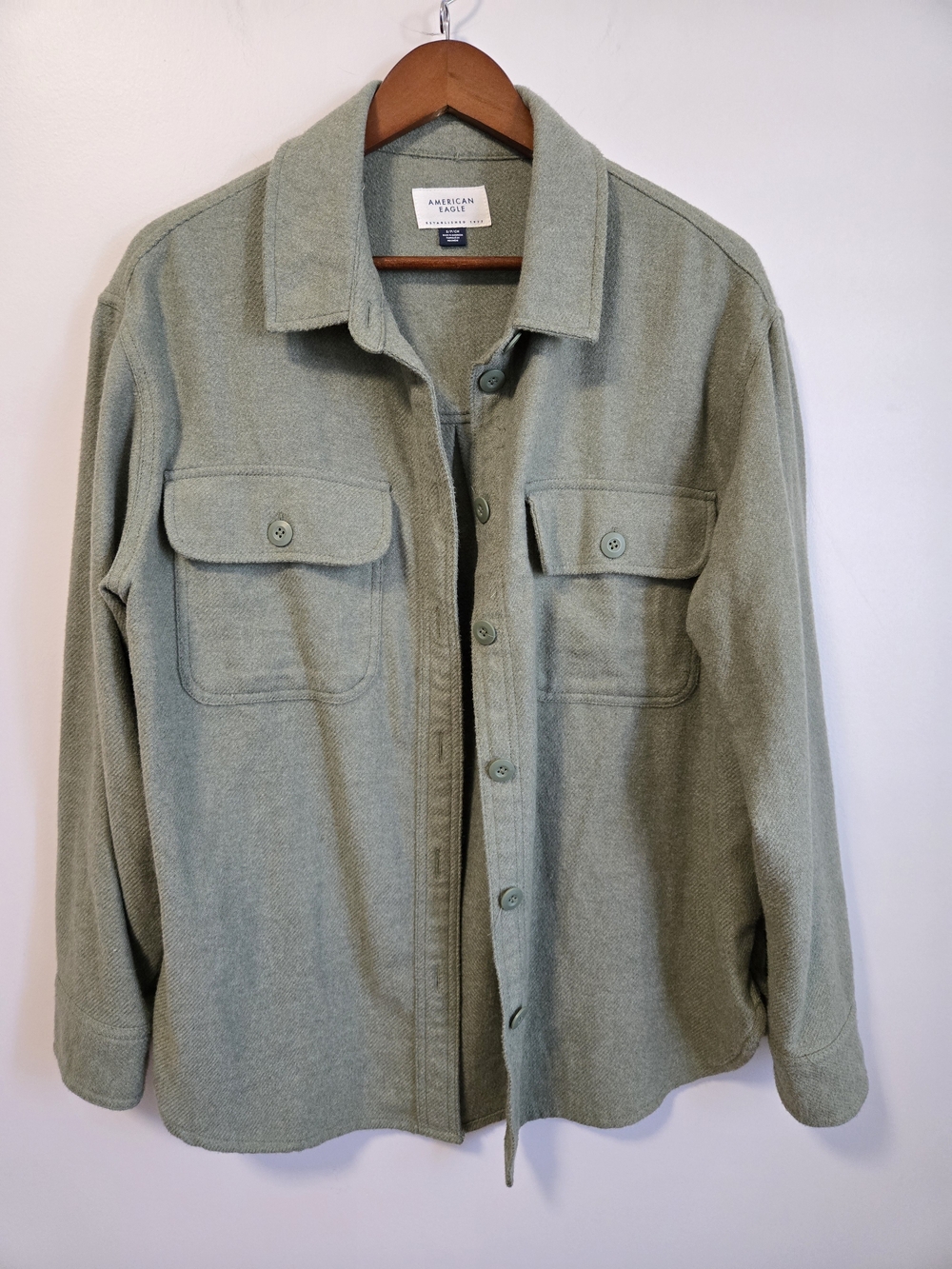 American Eagle Women's Heathered Green Soft Shacket